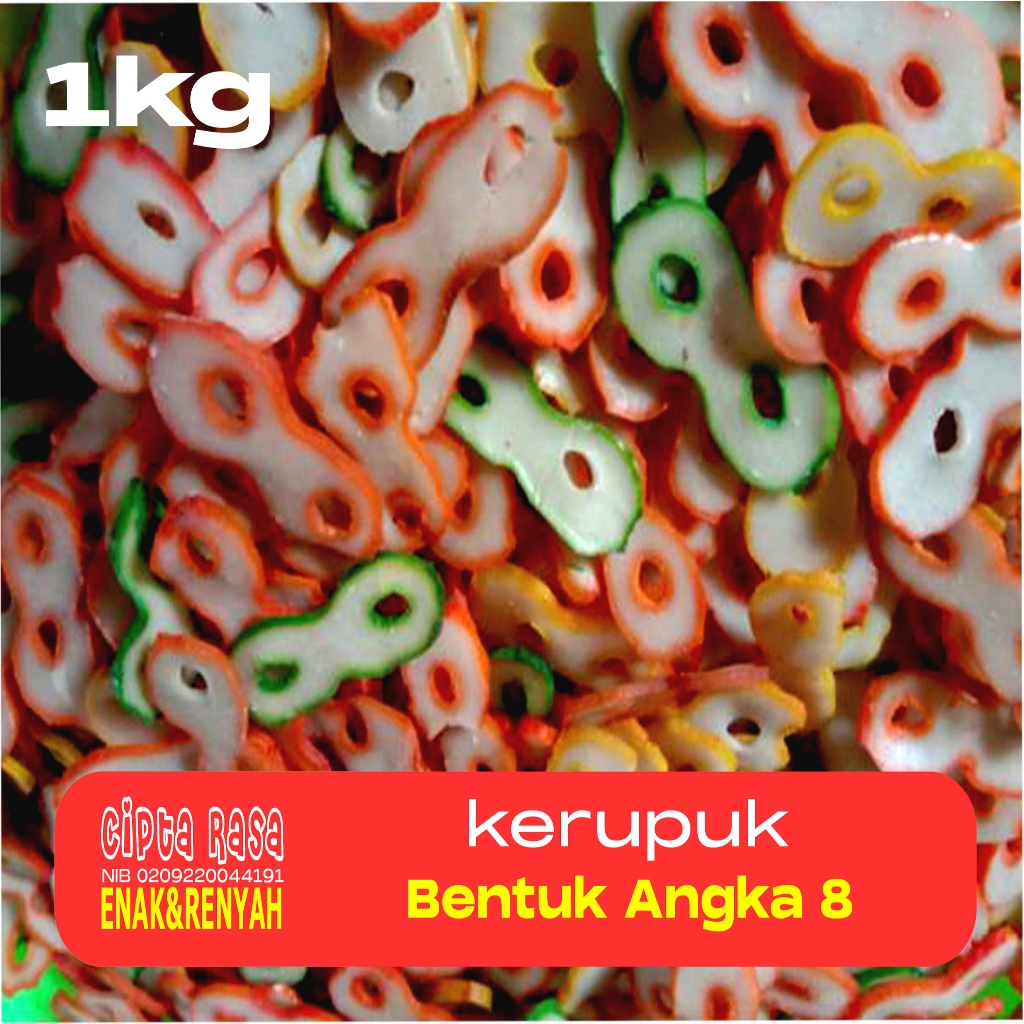 

KERUPUK SEBLAK MENTAH / KRUPUK KERING / KERIPIK ANEKA KERUPUK ANGKA 8 / KERIPIK ANGKA 8 1KG