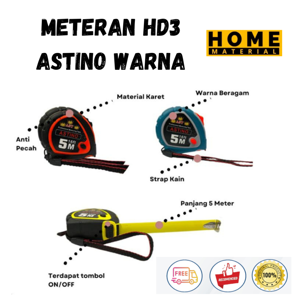 Meteran Karet Tukang Measuring Tape // Meteran Karet Astino Warna Warni HomeMaterial