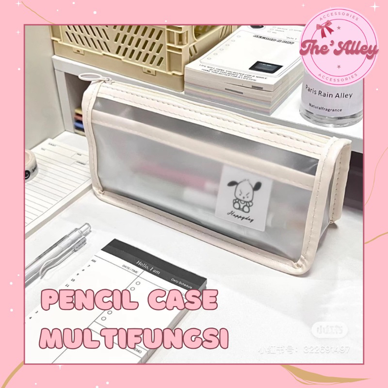 

TheAlley Pencil Case Pouch Makeup Transparan Tas Serbaguna Travelling {PM10-SB-6}