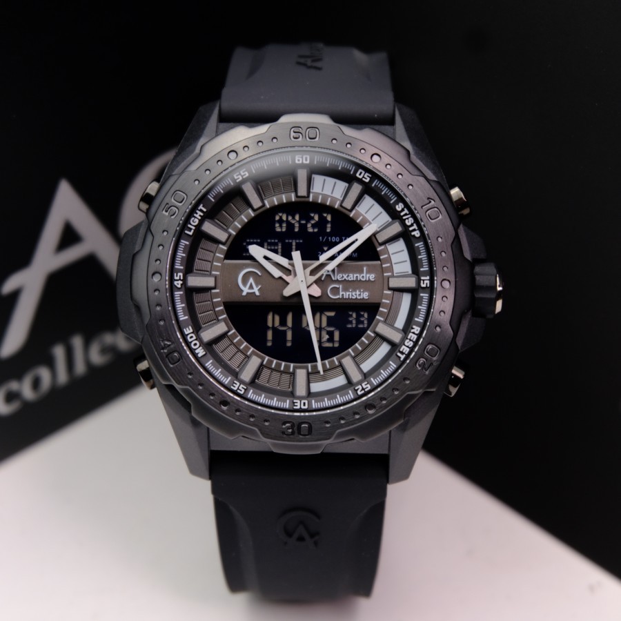 JAM TANGAN PRIA ALEXANDRE CHRISTIE AC 9370 / AC 9390 / 9375 DUAL TIME RUBBER ORIGINAL