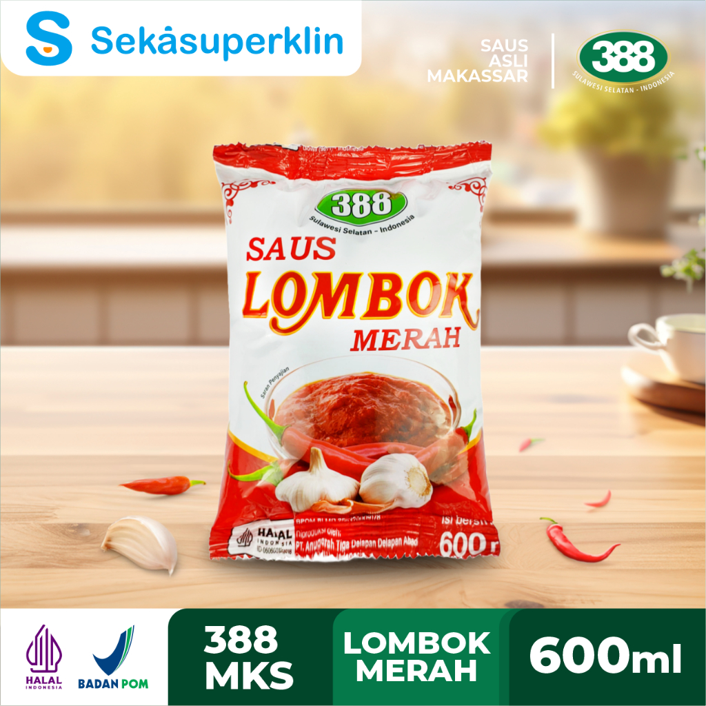 

LOMBOK / SAMBAL MERAH BAKSO TERGURIH ASLI MAKASSAR CAP APEL 388 600 ML SACHET