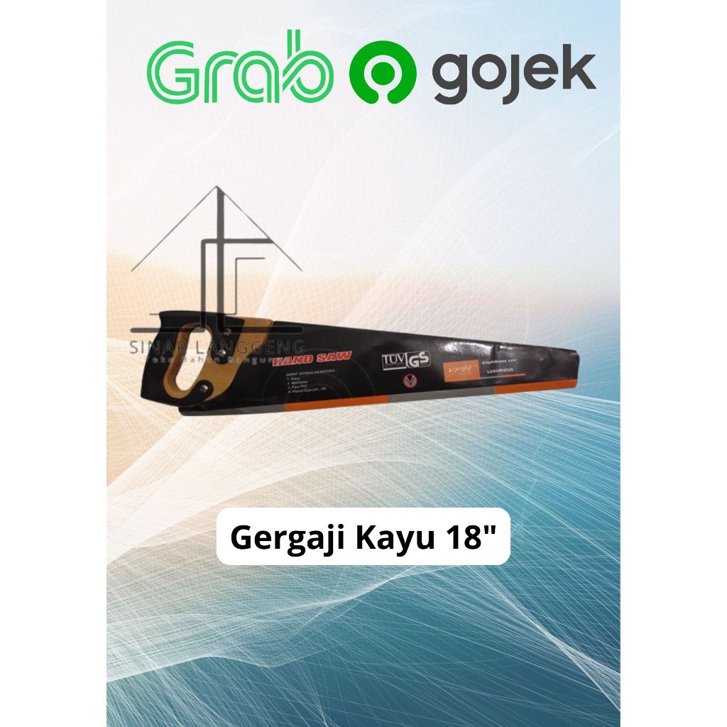 Gergaji Kayu Gergaji Gorok Graji Kayu Tangan Gagang Karet 18"