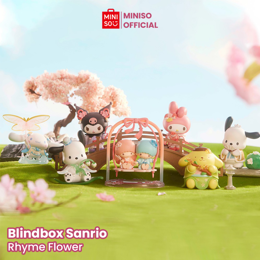 MINISO TOY - Miniso x Sanrio Blind Box Figure Lucu Kuromi Cinnamoroll Ornamen Sanrio Rhyme Flower Co