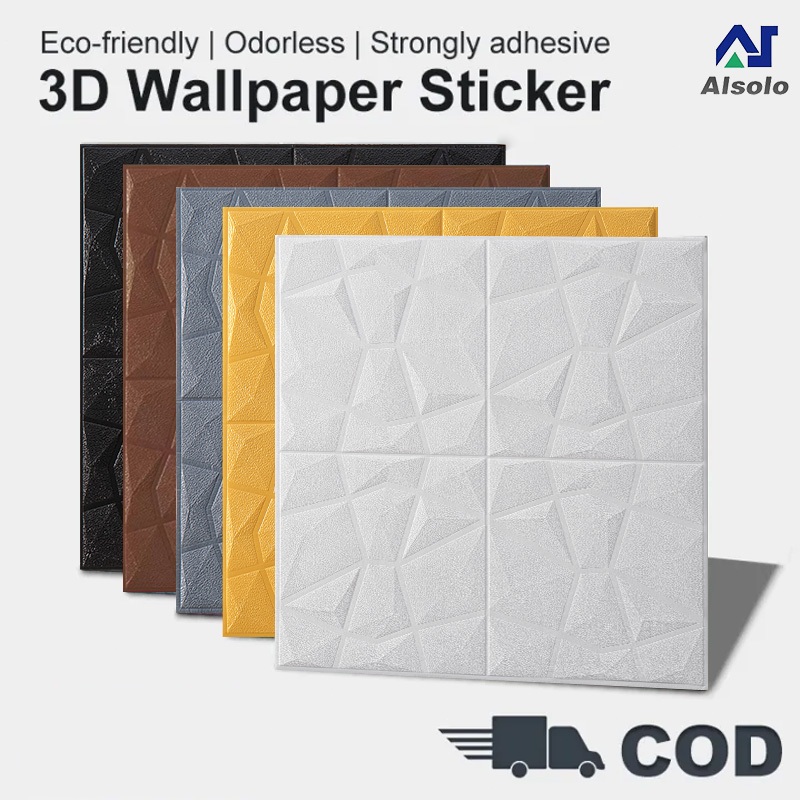 【Alsolo】Wallpaper Foam 3D MOTIF DIAMOND Sticker Dinding / Wallfoam 3D Emboss Dekorasi Kamar Rumah Te