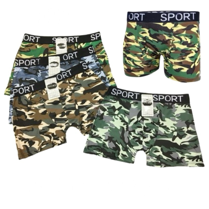 [3 Pcs] Celana Boxer Pria Sport Motif Loreng CD Boxer Cowok Dewasa Bahan Katun Bamboo Super Lembut