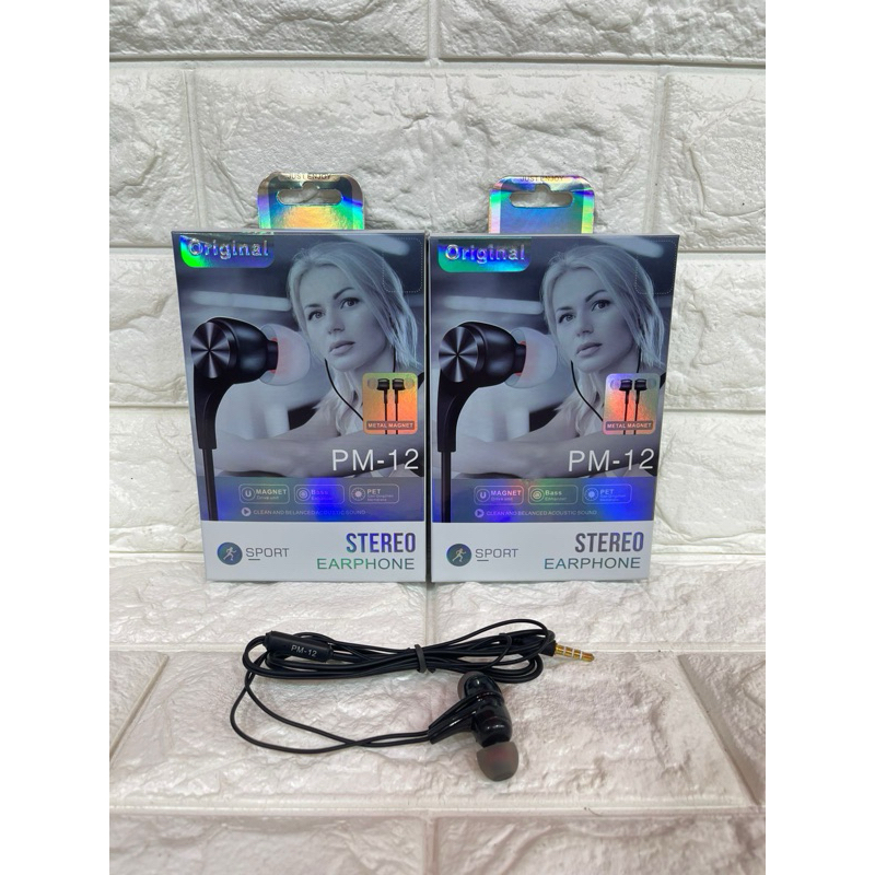 Headset handsfree  PM-12 magnet bass high quality PM12