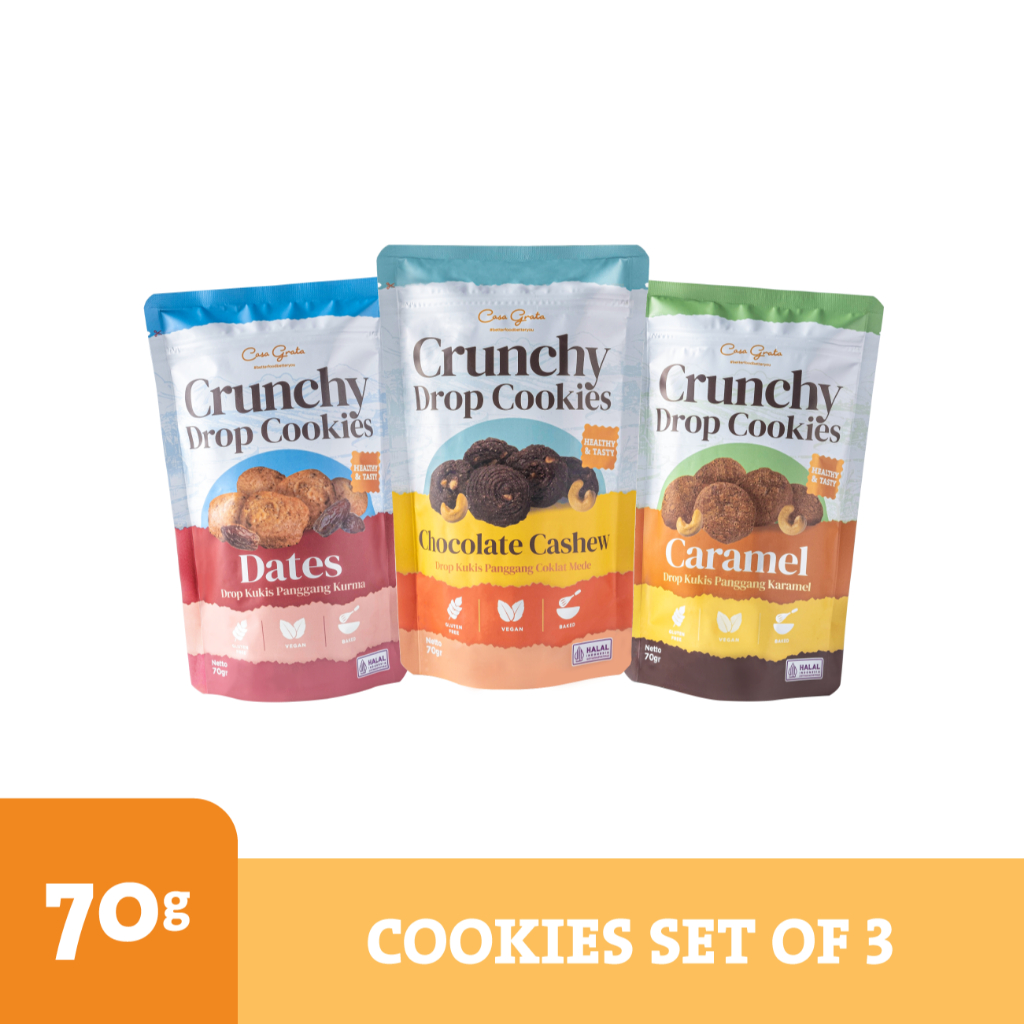 

Cookies Set of 3 - 70gr ( 3 Casa Grata Cookies - choose your own flavor) snack sehat / camilan sehat / snack anak / cookies anak / snack vegan / snack gluten free / snack aman / snack enak / camilan sehat / cookies gluten free