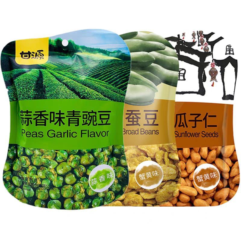 

甘源 瓜子仁 sunflower Seeds 蚕豆Broad Beans 青豌豆 Green Peas Gan Yuan 75g (isi 6 Sachet kecil)