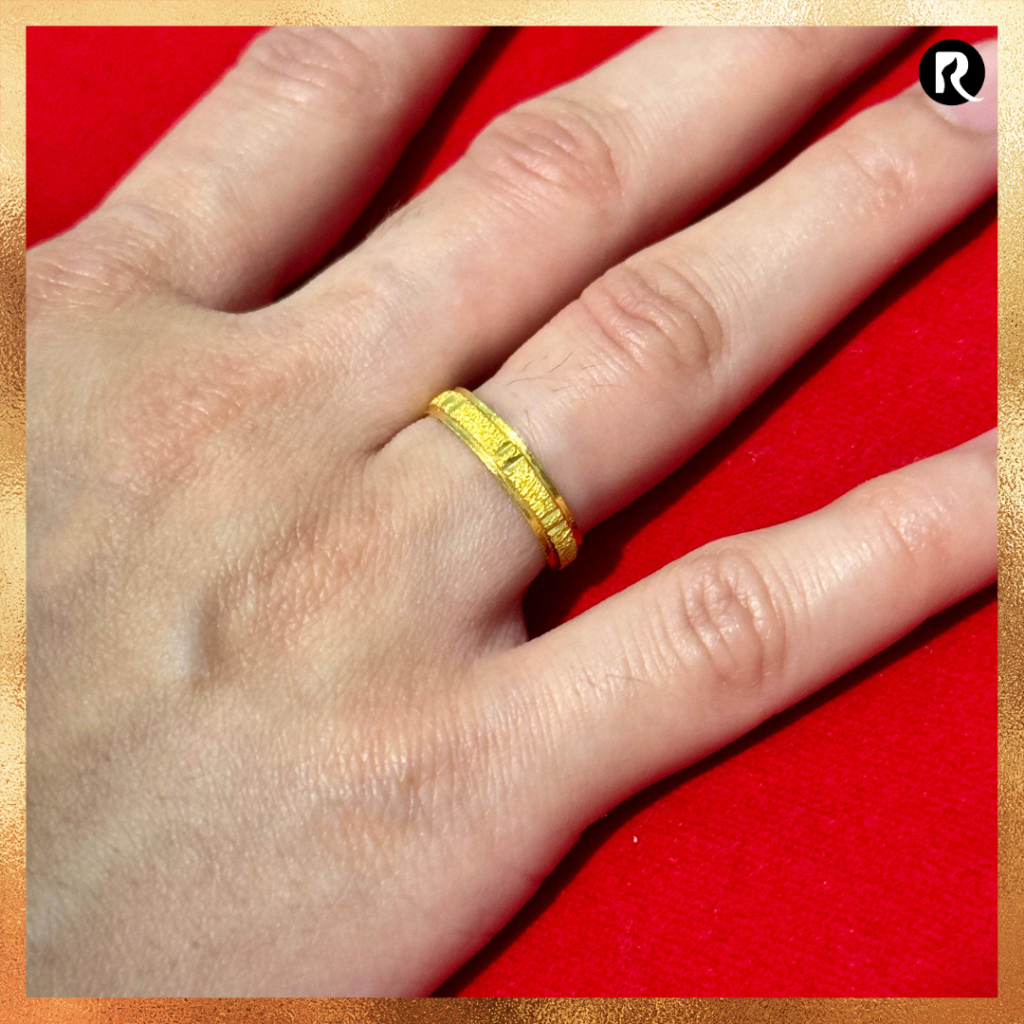 Cincin Ring Emas 24 karat asli 99% Model Lis Pasir Chisel