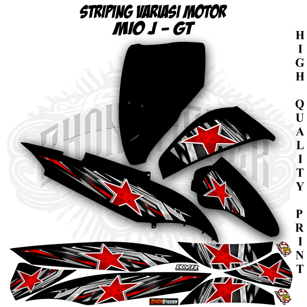 STRIPING VARIASI YAMAHA MIO J-GT STIKER LIS BINTANG DISEL VARIASI POLET BODI MOTOR MIO J GT