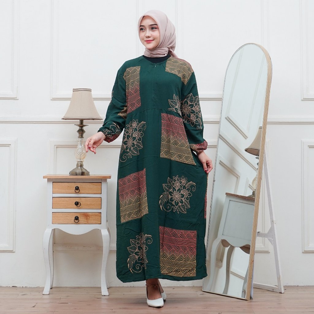 Gamis Rayon Premium Model Rempel Jumbo Ld 120 cm - dress kekinian