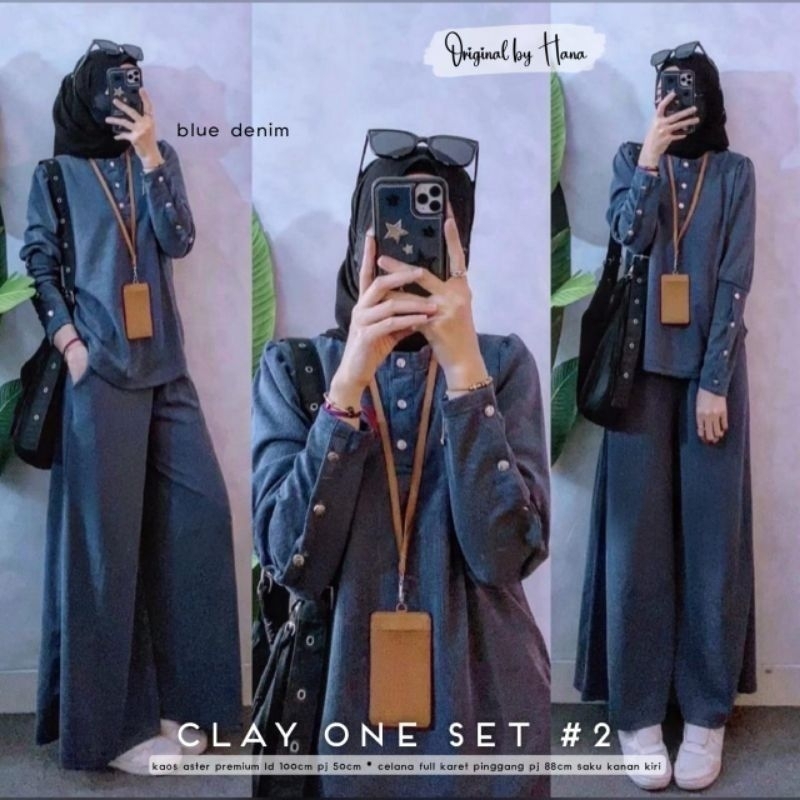 Clay one set setelan celana wanita bahan rajut