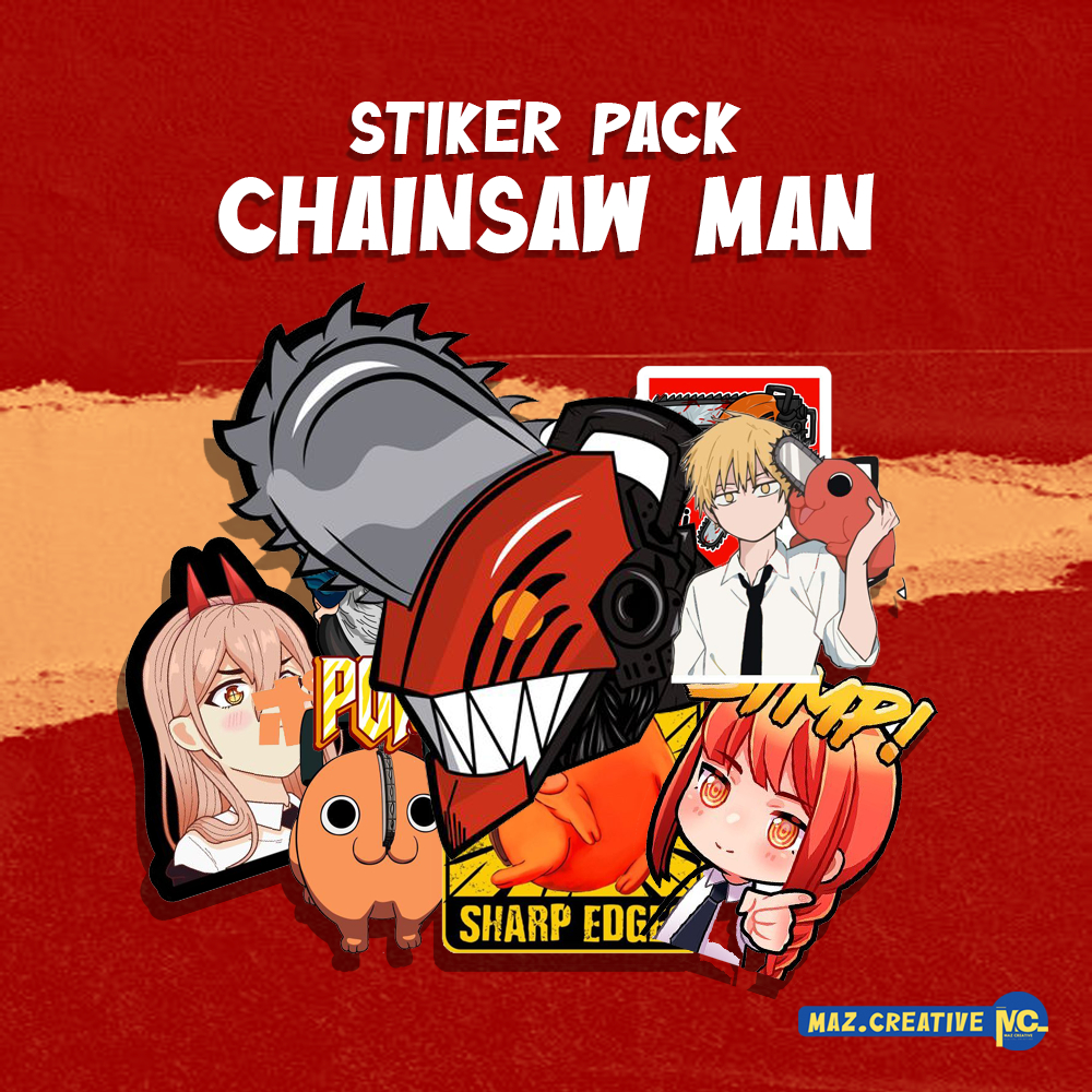 

(BISA COD) Stiker Pack Chainsaw Man Anime Glossy Sticker Chainsaw Man Anime Helm Gitar Laptop