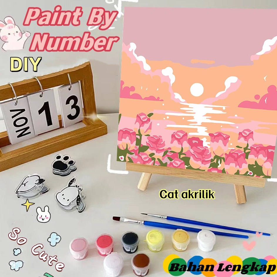 

Garansi Kualitas HIGHTUNE Paint By Number 2x23x4cm Lukisan Kanvas DIY Digital Painting Kit With Kanvas Kuas dan Cat