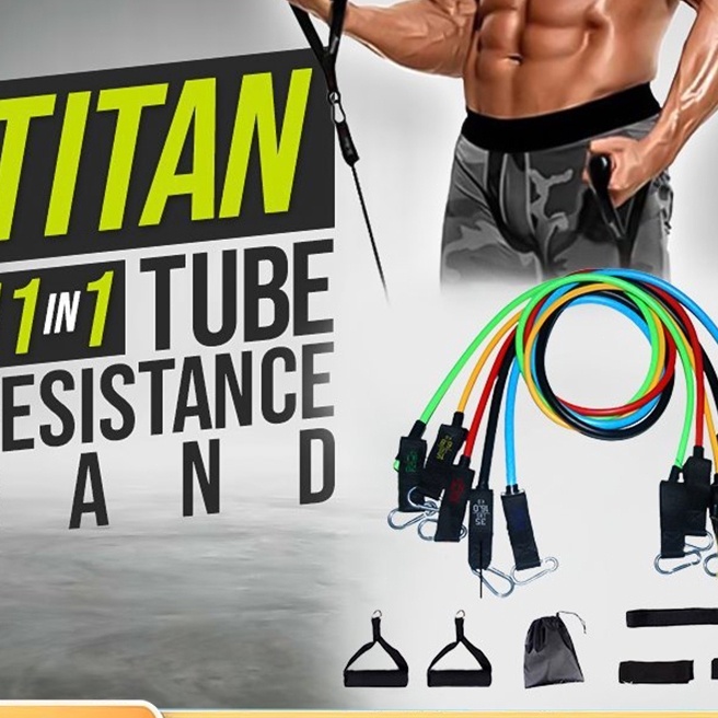 Pilihan MANGO MAN Official Shop karet resistance Tali Stretching Pilates Tube Yoga Fitness 11 IN 1 R