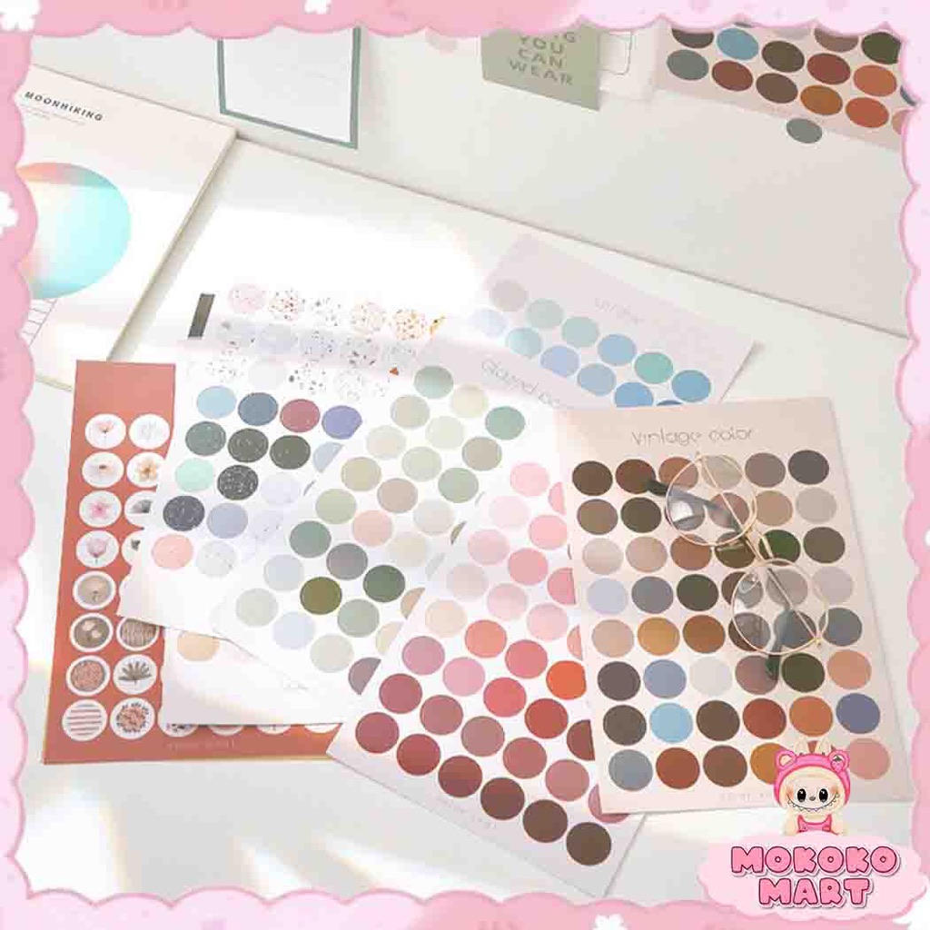 

MM Stiker Kertas Dekor MACARON DOTS Aesthetic Paper Sticker Planner Scrapbook 12 Style Stiker SD04