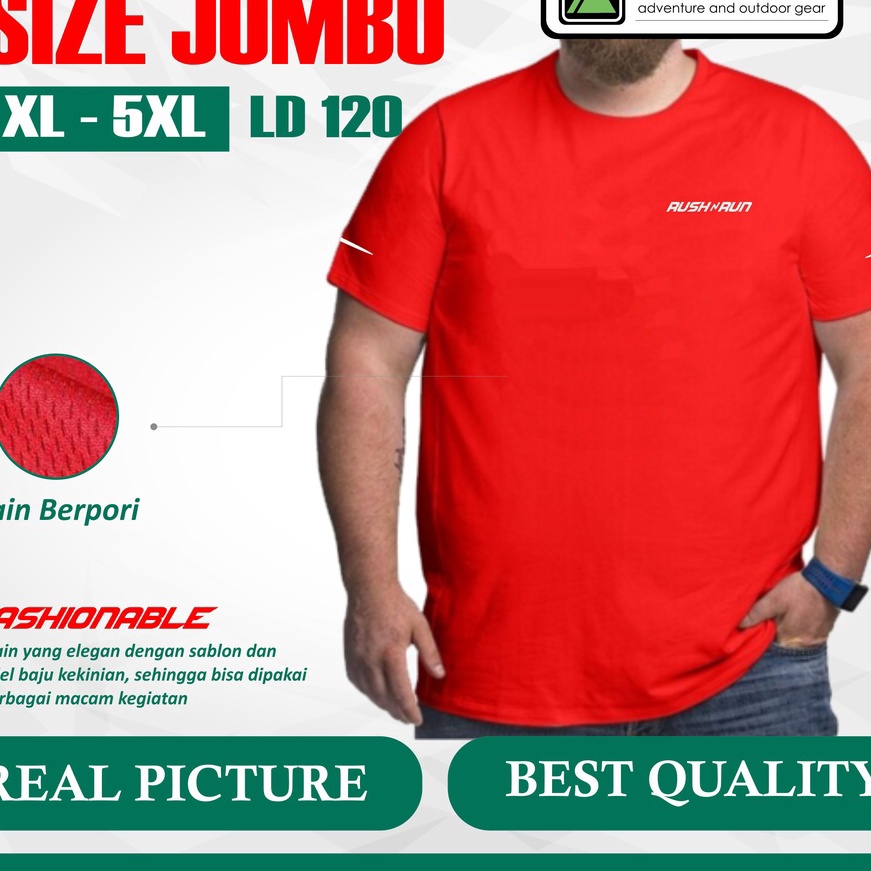 KP8 Kaos Olahraga JUMBO Size Pria LD 12 3XL XXXXL Bahan Dryfit Baju Sport Ukuran Pria