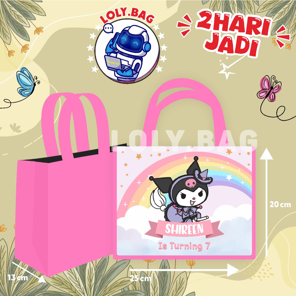 

Tas Ultah / Tas Ulang Tahun / Goodie Bag Custom / Tas Bingkisan tema Kuromi