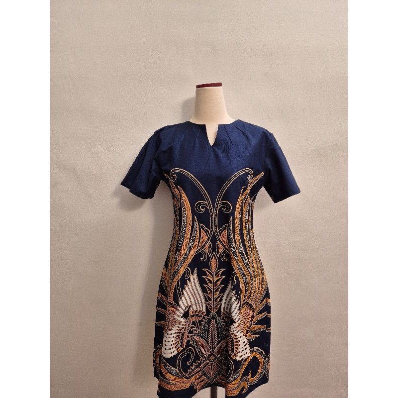 Dress Batik Aksa Wanita Lengan Pendek Kerja Kondangan Pesta Premium Adem