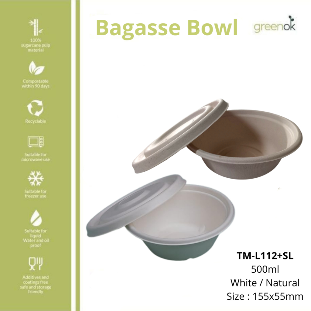 Bagasse Bowl 500 ml/Bagasse Box/Box Food - White