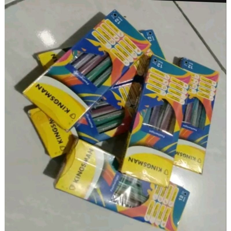 

(1pack isi 12pcs) bolpen/bolpoin/pena ulir warna warni kingsman