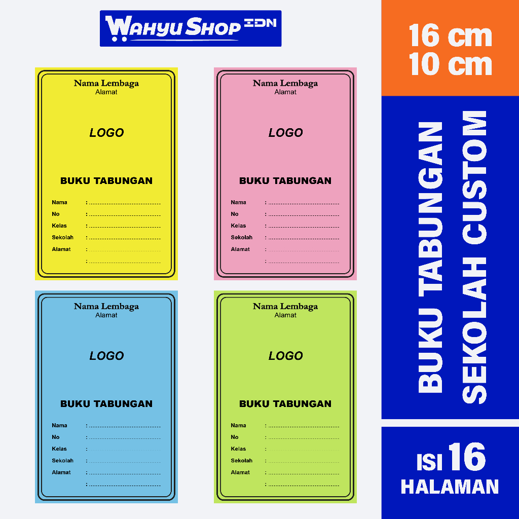 

[10PCS] Buku tabungan Sekolah Custom SD / MI / Sederajat / Lainnya