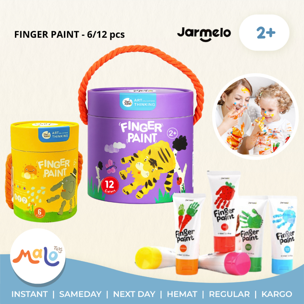 

MALOTOYS - JARMELO Finger Paint 6 12 pcs Washable Cat Jari Tangan Anak Non-Toxic Prakarya Mainan Color Coloring Painting Set Mewarnai Kids Jan Joan Miro Malo Toys