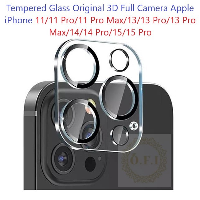 Super Tempered Glass Original 3D Full Camera Lens Protector Anti Gores Kaca Kamera Apple iPhone 11/1