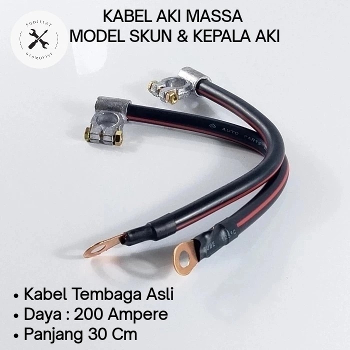 KABEL AKI MASSA MODEL SKUN DAN KEPALA AKI MOBIL TRUK - 24 VOLT FULL TEMBAGA