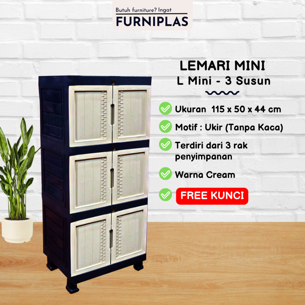 Lemari Mini / Lemari Plastik / Lemari Pakaian / Lemari Susun / Lemari Plastik Susun 3 - Wapolin