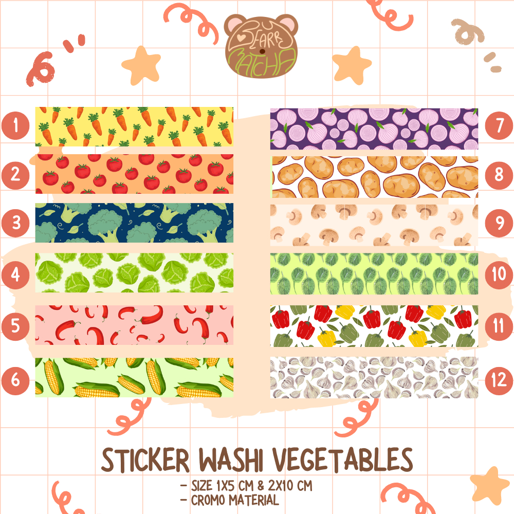 

(MIN CO 10 PCS) Washi Sticker VEGETABLES
