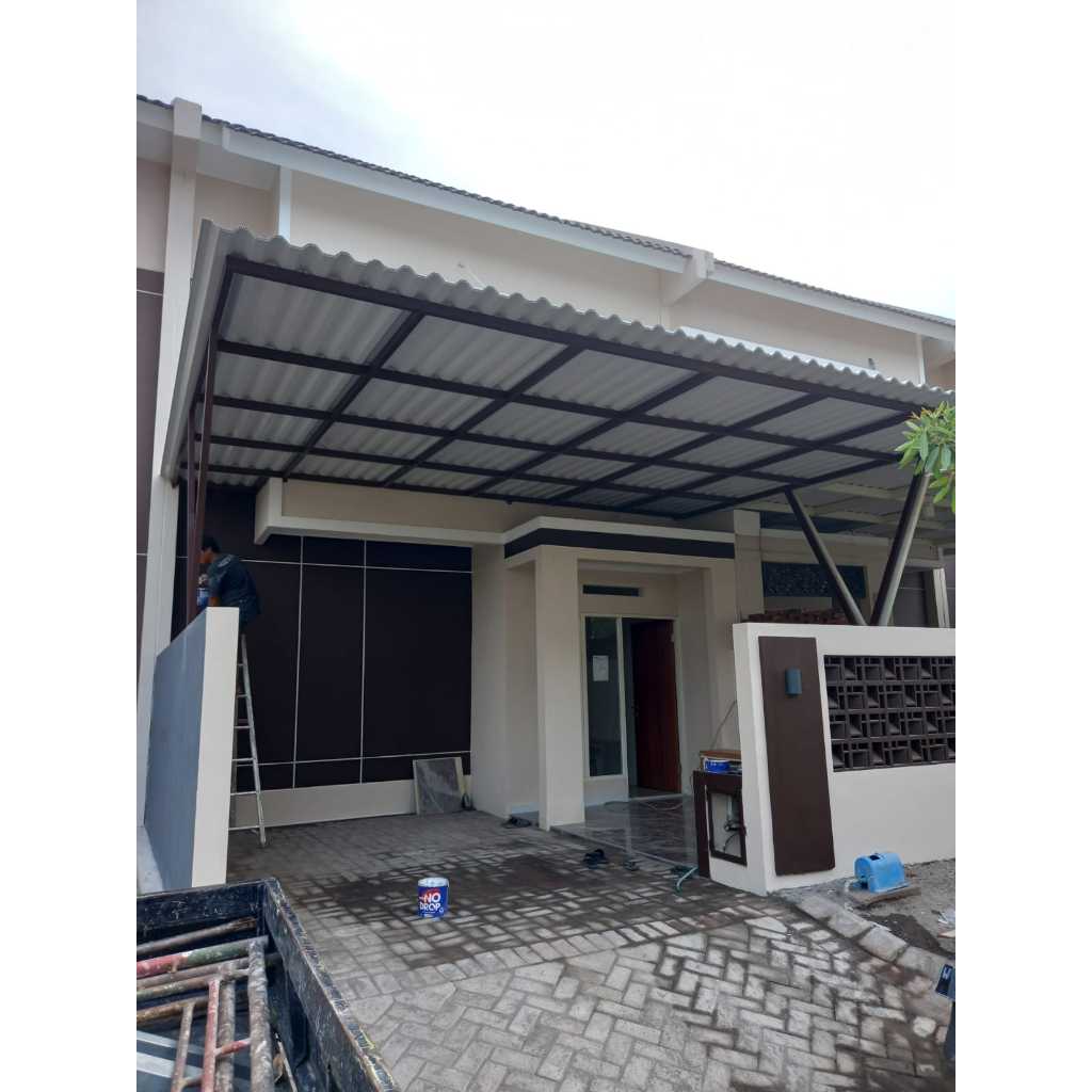 Kanopi rooftop rangka besi hollow 4x6, atap upvc