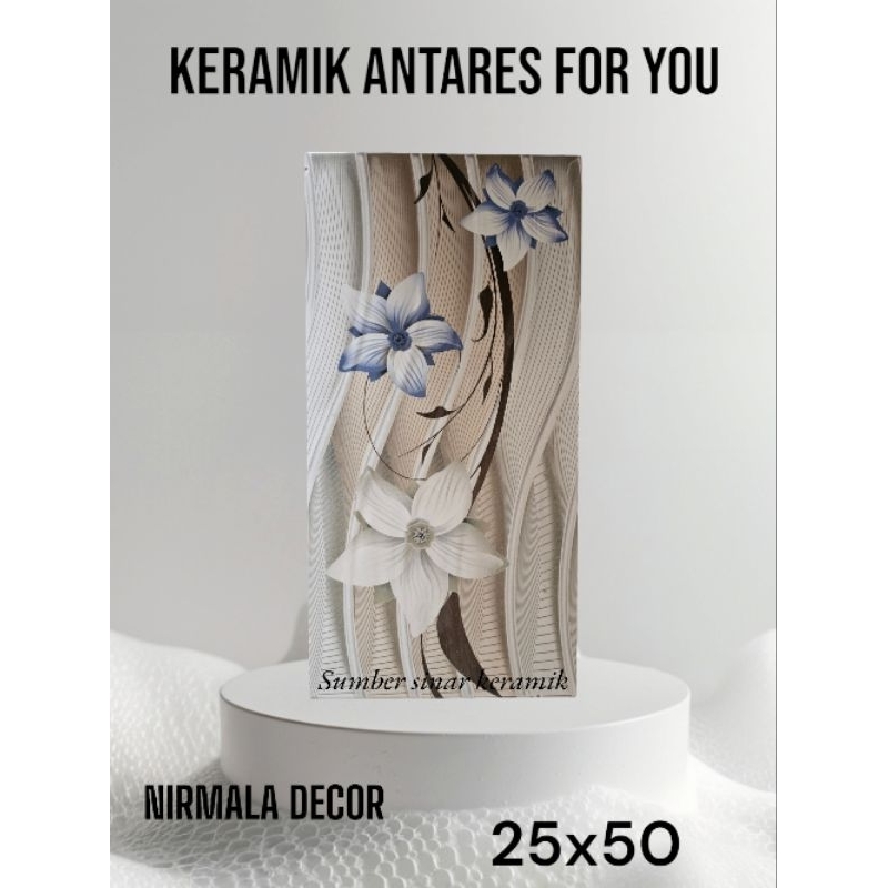 Keramik Dinding Lantain25x50 Nirmala Decor | Glossy | Antares | Kw-1