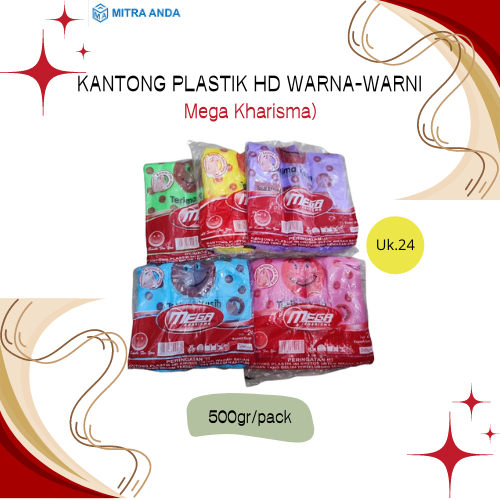 Kantong Plastik HD Warna Warni Mega Uk.24 @500gr
