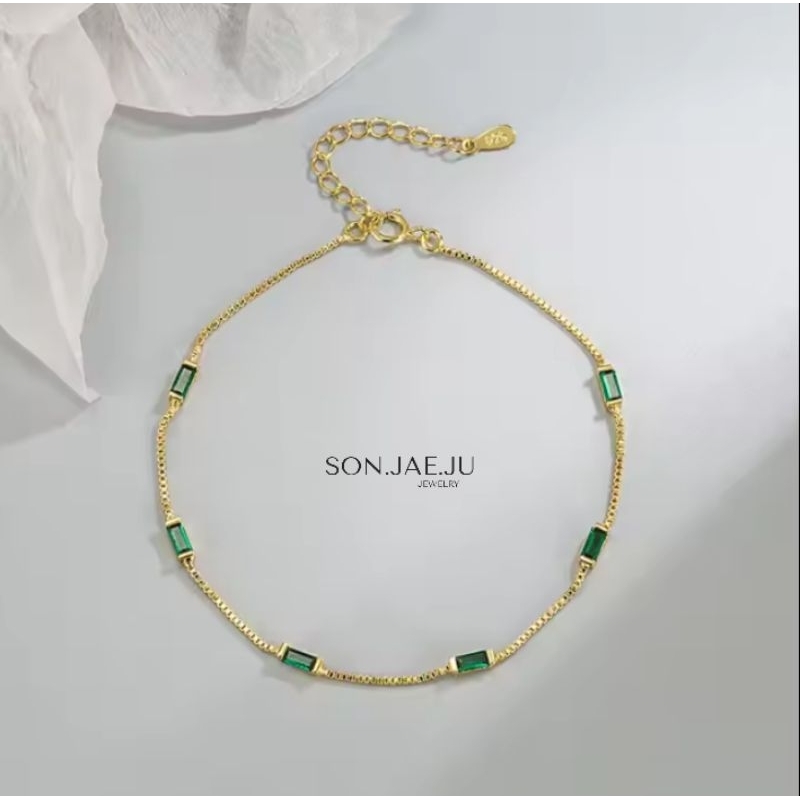 Gelang Wanita Green Emerald Lady - 925 sterling silver with green zirconia