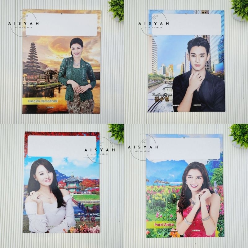 

papan tatakan gantungan kalender harian 2025 gambar artis ( terima cetak castume merek)