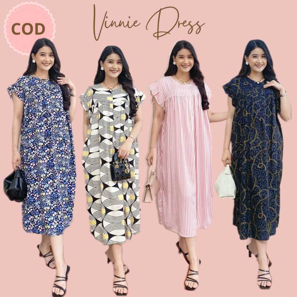 DASTER PENDEK VINNIE DRESS TANGAN RUFFLE HD.ID
