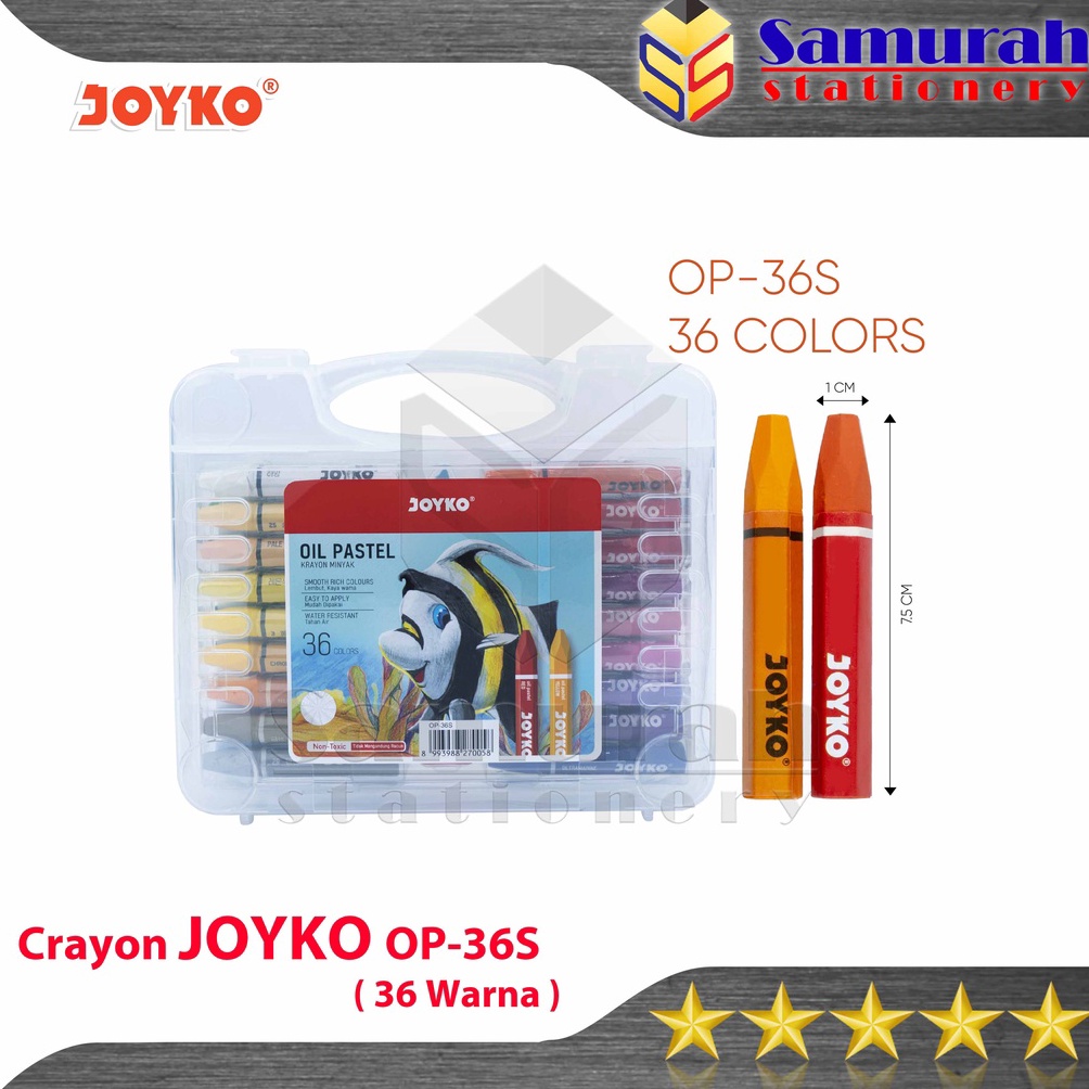 

KODE E18Q Crayon Joyko OP36s Krayon Minyak isi 36 Warna Oil Pastel OP 36S For Drawing Water Resistant Non Toxic