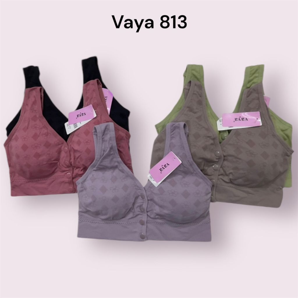 3pcs Bra Perempuan Vaya 813 | BH Seamless Premium Wanita Tanpa Kawat Kancing Bukaan Depan Tali Besar