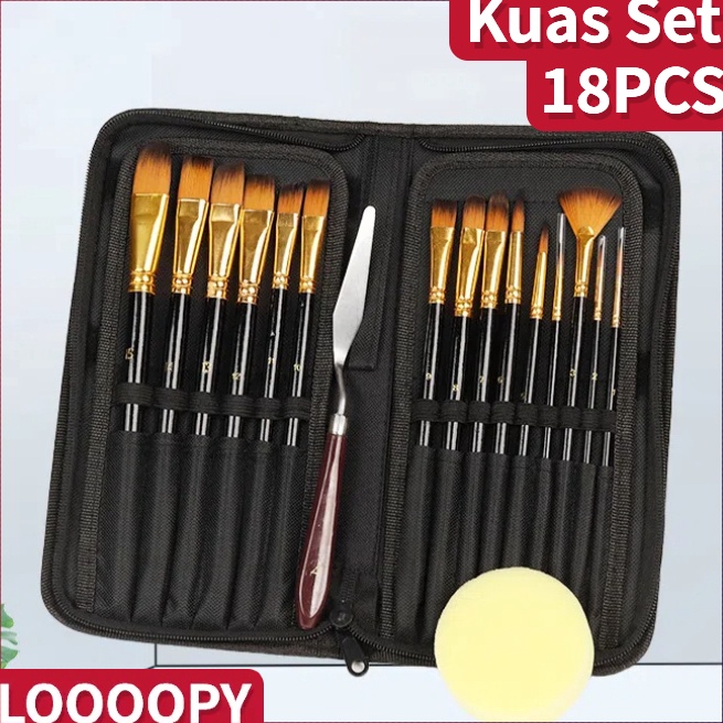 

KODE O62S LOOOOPY Art Brush Set Kuas Lukis BRS12 SET Kuas Alat Lukis Set Lengkap Mixing