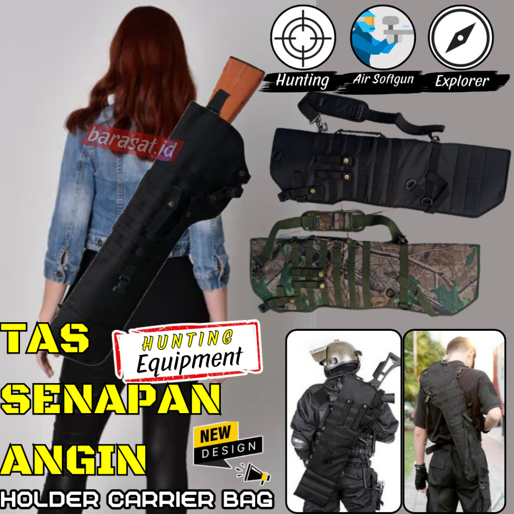 Tas Uklik Holder Carrier Sarung  PCP Sanapan Airsotgan Jahitan rapi Kuat Bahan tebal tali bahu empuk