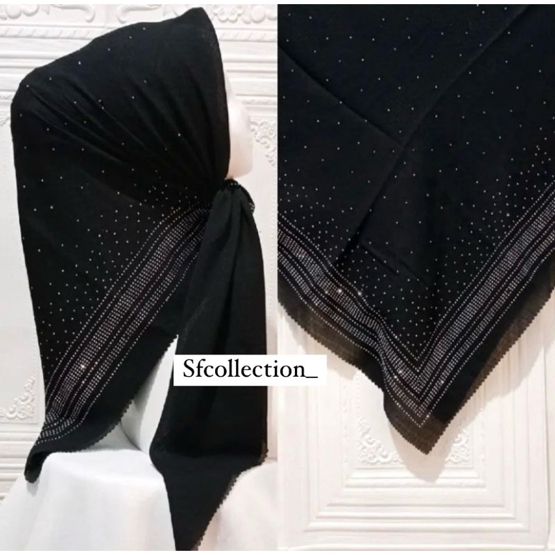 HIJAB SEGIEMPAT POTON SWAROSKY MEWAH || KERUDUNG SEGI EMPAT PAYET TABUR PRES