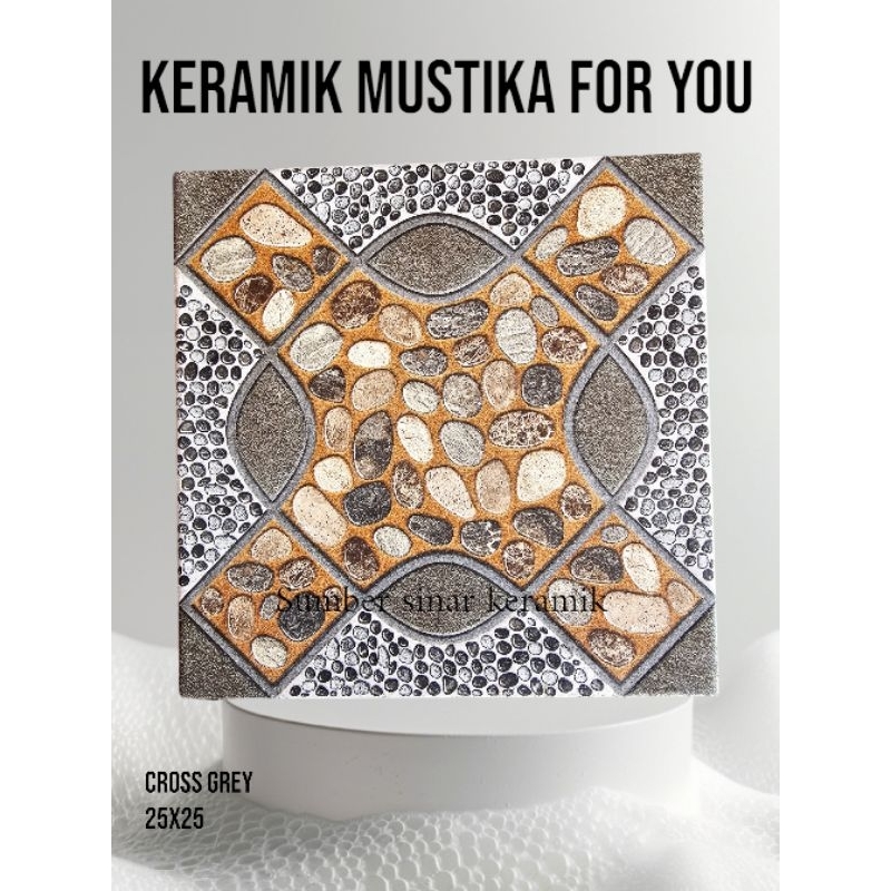 Keramik Lantai 25x25 Croos Grey | Matt | Mustika | Kw-1