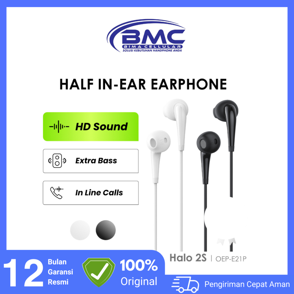 oraimo OEP-E21P Earphone In-ear Berkabel 3.5mm Jack - Hitam & Putih