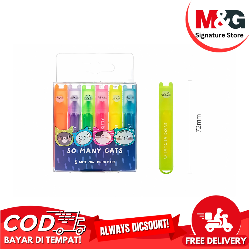 

Highlighter Mini Text liner M&G So Many Cats 6 Warna Lucu #AHM22574 – Set ( 6 Warna ) M&G