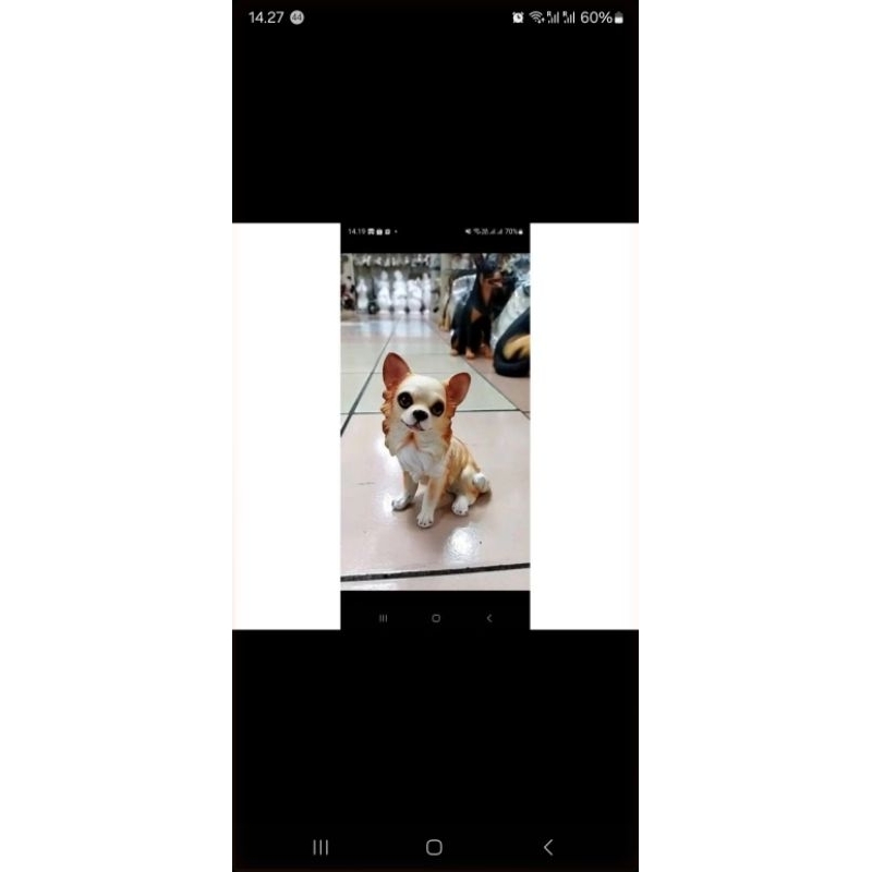 patung anjing cihuahua long hair pajangan doggy ciwawa dekorasi hiasan rumah