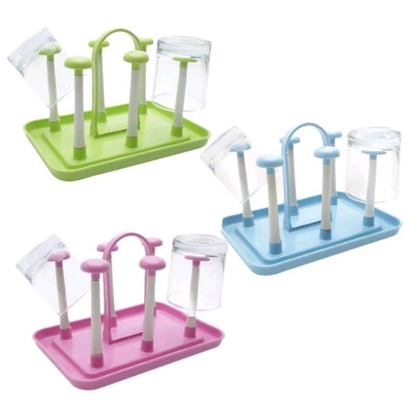 RAK GELAS STAND KOTAK 6 SLOT/TEMPAT CANGKIR PLASTIK/GANTUNGAN GELAS/RAK GELAS GANTUNG KOKOH