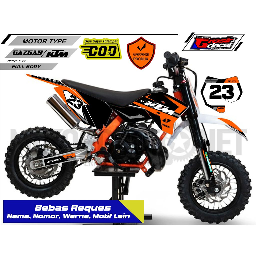 Decal Stiker Striping Trail Mini Gazgas 50cc / Ktm 50cc / SSR 50cc Full Body bebas Reques