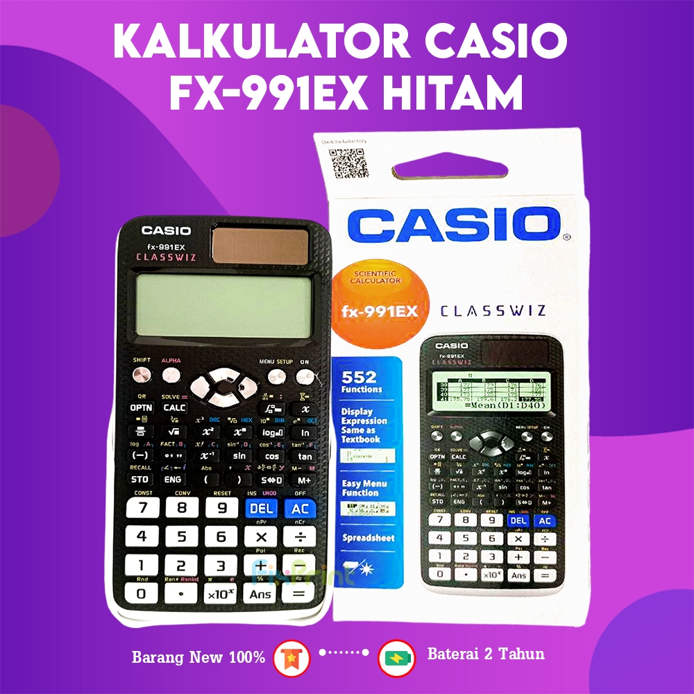 

KALKULATOR CASIO FX-991EX & FX-991CW HITAM, CALCULATOR SCIENTIFIC KALKULATOR ILMIAH STANDAR FX-991EX
