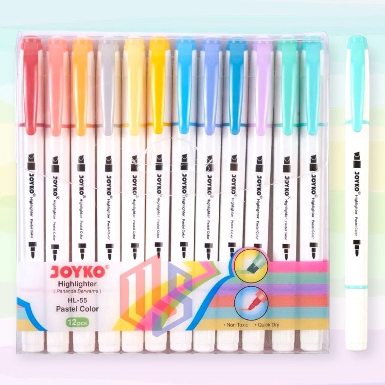 

KODE O58O HighlighterPenanda Joyko Pastel 12 Warna 1 Set HL55